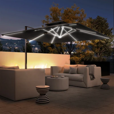 Outsunny Cantilever Parasol 360° Rotation Grey 3m