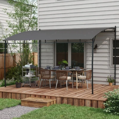 Outsunny Pergola Gazebo con 12 Fori di Drenaggio Grigia