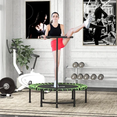 HOMCOM Mini Trampoline Steel Frame w/ Handle Green