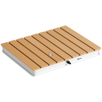 Outsunny Kit de Duche de Jardim Portátil Duche Exterior de Chão Altura Ajustável até 4 m para Campismo Piscina Praia 70,5x55x7,5 cm Madeira