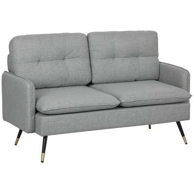 HOMCOM Modern Two Seater Sofa Button Tufted Grey