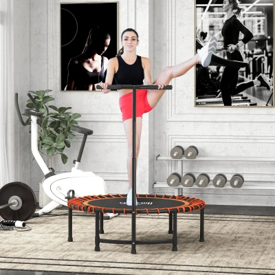HOMCOM Mini Round Trampoline Adjustable Handle Orange