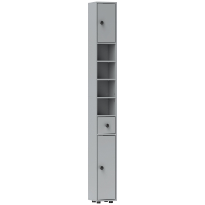 kleankin Slim Bathroom Cabinet with Drawer & Shelves Grey