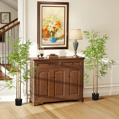 HOMCOM Bambou Artificiel 180cm avec Pot Déco Intérieure Réaliste
