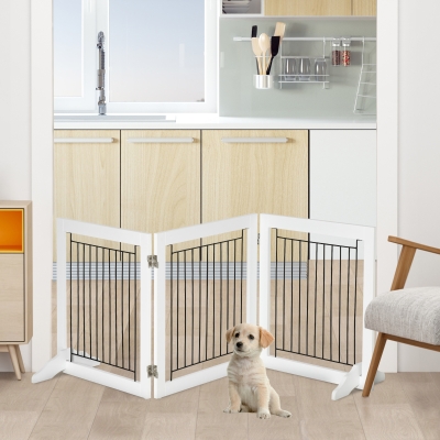 PawHut Foldable Pet Gate 3 Panels White