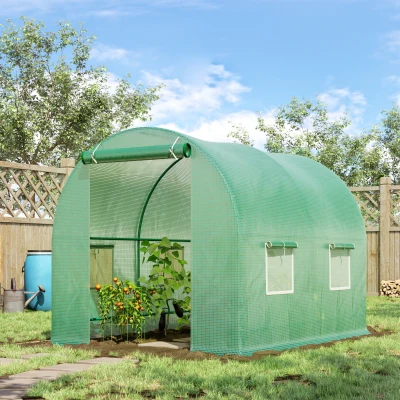 Outsunny Serre Tunnel 5m² Acier PE Vert