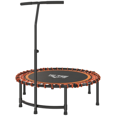 HOMCOM Mini Round Trampoline Adjustable Handle Orange