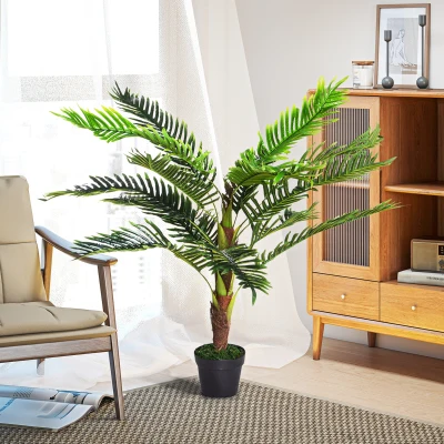 Outsunny Pianta Finta Palma Cycas Alta 123cm con Vaso Incluso