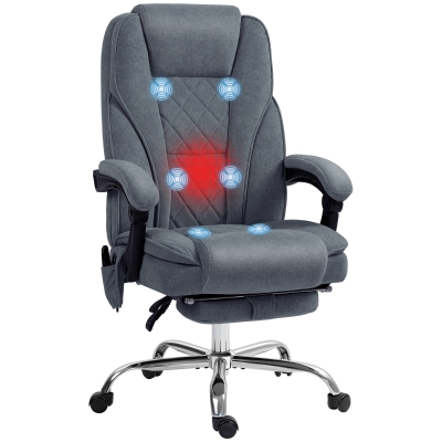 Vinsetto Massage Reclining Office Chair with Footrest Dark Grey