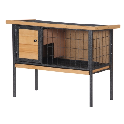 PawHut Clapier Bois Lapins Toit Ouvrable 91.5x45x70cm