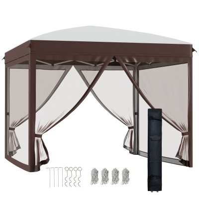 Outsunny Gazebo da Giardino con Zanzariera 3x3 m Bianco Crema