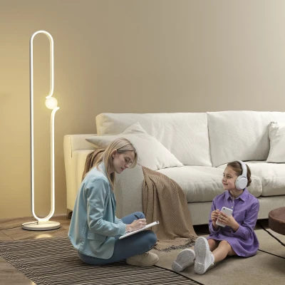 HOMCOM Lampa LED na podłogę, Design nut muzycznych, Klosz szklany, Metal, Plastik, Biała