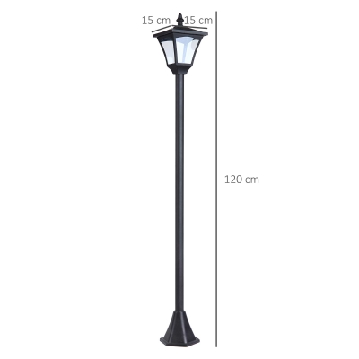 Outsunny Solar Powered Lamp Post, IP44, 15Lx15Wx120H cm-Black