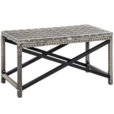 Outsunny Rattan Outdoor Coffee Table X-Shape Frame Mixed Grey