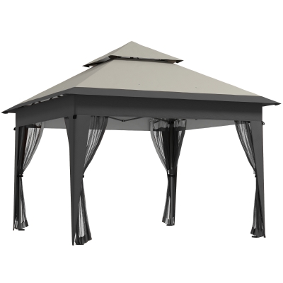 Outsunny Pop Up Gazebo Grey 3x3m with Mosquito Netting
