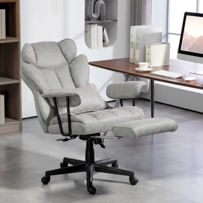 HOMCOM Ergonomic Office Chair Reclining with Foot Rest Grey