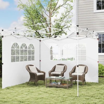 Outsunny Set 2 Pareti Laterali per Gazebo 3x3 m con Finestre Bianco
