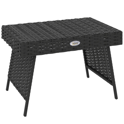 Rattan Side Table 60cm x 41cm x 41cm Black