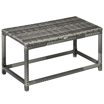 Outsunny Outdoor Rattan Coffee Table Rectangular Patio Mixed Grey