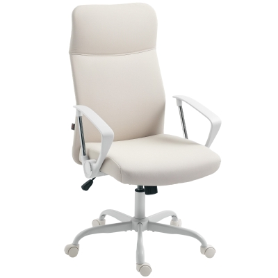 HOMCOM Fabric High Back Office Chair Cream White