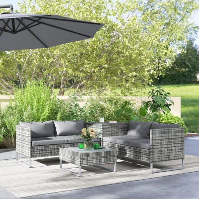 Outsunny Set da Giardino 4pz con 2 Divani 2 Posti e 2 Tavolini