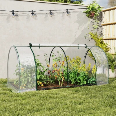 Outsunny Invernadero de Exterior 200x100x80 cm con Marco de Acero y Cubierta de PVC para Cultivo de Plantas Tomates Transparente