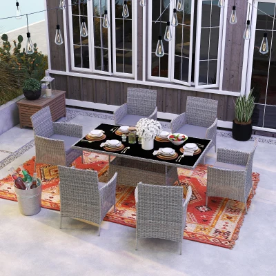 Rattan Garden Furniture Set 150L x 80W x 74H cm Charcoal grey