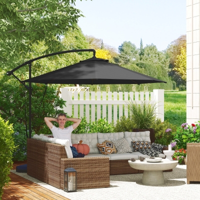 Outsunny 3m Cantilever Parasol Grey with Crank & Tilt