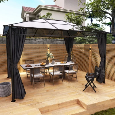 Outsunny Hardtop Gazebo Steel/Aluminium 3x3m Grey