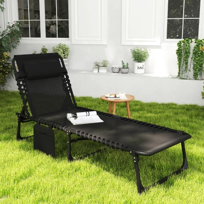 Outsunny Portable Sun Lounger Folding Chair Black