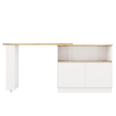 Multifunctional Bar Cabinet with Sliding Glass Doors, White
