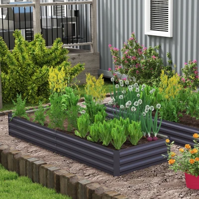 Outsunny Metal Raised Garden Bed Planter Grey 241x90.5cm