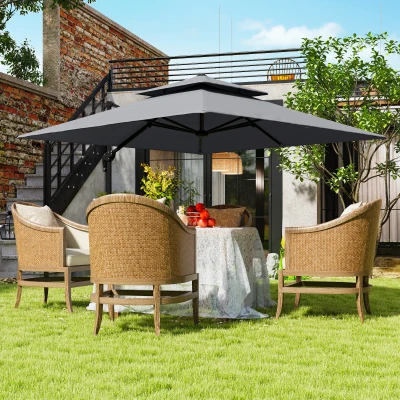 Garden Cantilever Parasol 300L x 300W x 260Hcm Light Grey