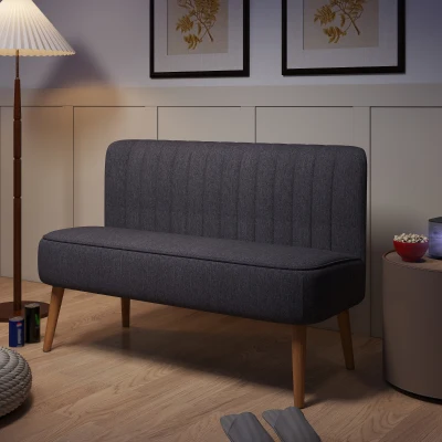 HOMCOM 2-Sitzer Sofa, weiche Polsterung, pflegeleichter Bezug, bis 150 kg, 117 x 56,5 x 77 cm, Dunkelgrau