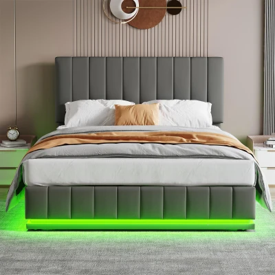 Ottoman Double Bed with Hydraulic Storage, Grey
