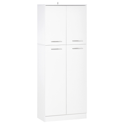 HOMCOM Armário Alto de 2 Portas Móvel Auxiliar de Armazenamento Multifuncional com 5 Prateleiras e Prateleiras Interiores Ajustáveis para Sala Dormitório Cozinha 59x31x155cm Branco