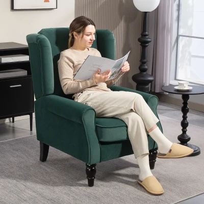 HOMCOM Wingback Accent Chair Tufted Upholstered Green
