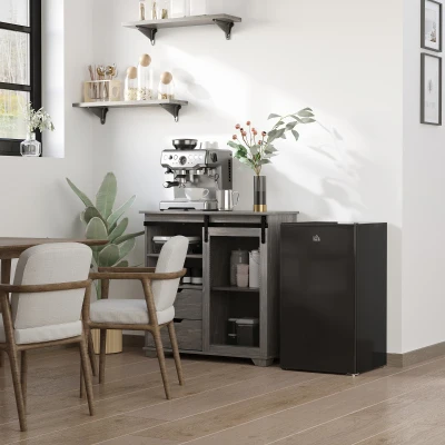 HOMCOM 91L Under Counter Fridge Freezer 47.5cm Black