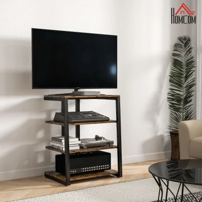 HOMCOM HiFi Stand 4-Shelf Rustic Brown