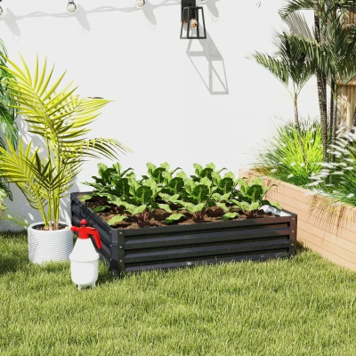 Outsunny Square Raised Garden Bed Steel Grey 120x120cm