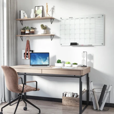 Vinsetto kalenderbord glasplaat met 4 glasclip markers gum aluminium pennenhouder magneetbord voor maandplanning magnetische weekplanner planbord wit 90 x 60 x 0,2 cm