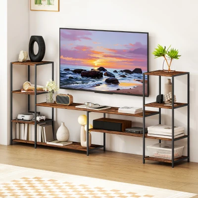 HOMCOM Industrial TV Stand with Storage for Living Room