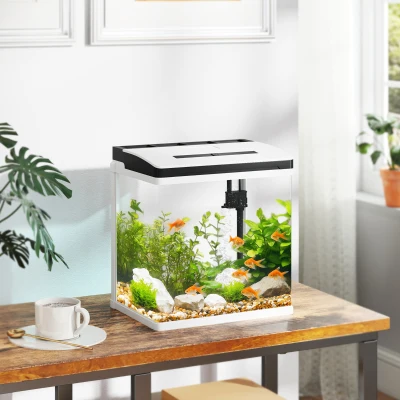 PawHut 13L Glass Aquarium Tank with Filter LED 29x20cm