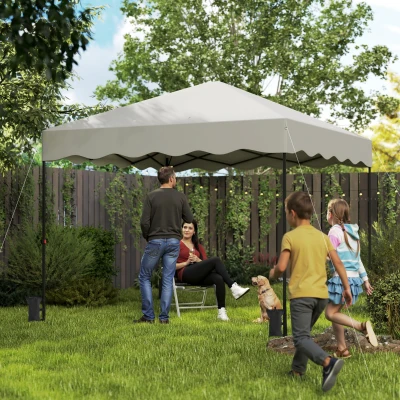 Outsunny 3 x 3 m Pop-up-Pavillon, Höhenverstellbares Gartenzelt, mit Rolltasche, für Garten, Terrasse, Metall, Stoff, Cremeweiß