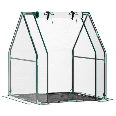Outsunny Invernadero de Exterior con Puerta con Cremallera Base Impermeable y Marco de Acero 90x90x105 cm Transparente