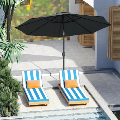 Outsunny Ombrellone da Giardino 3x2.5 m Inclinabile con Manovella