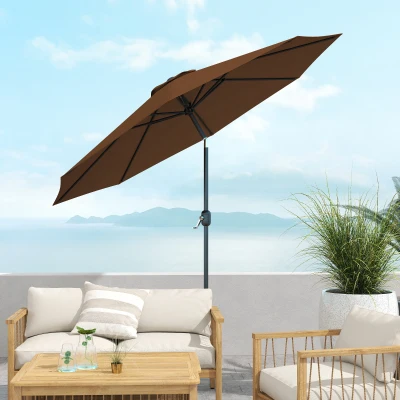 Outsunny Ombrellone da Giardino 3x2.5 m con Manovella Color Caffè
