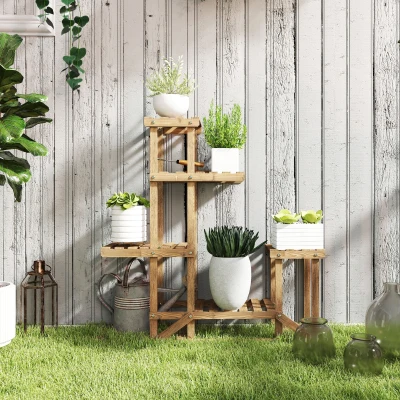 Outsunny Scaffale portapiante 98cm x 28cm x 96.5cm Color Legno