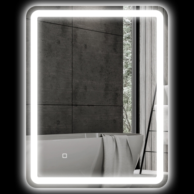 HOMCOM Verlichte Badkamerspiegel met Touch-Bediening, Anti-Condens, Dimbaar, 3 Lichtkleuren, 60 x 80, Zilver