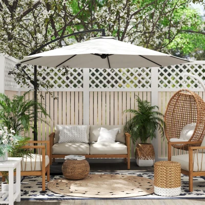 Outsunny Ombrellone da Esterni 3x2.5 m con Manovella color Crema